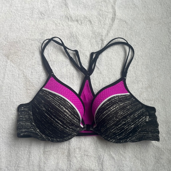 Victoria’s Secret Pink Front Close Strappy Sports Bra 36B - Picture 1 of 3